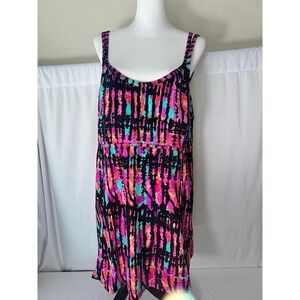 Island Pearls Tankini And‎ Bottoms 22 Pink Multicolor Tank Dress TieDye Swimwear
